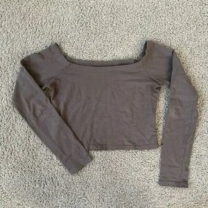 Brandy Melville Off the Shoulder Brown Long Sleeve top
